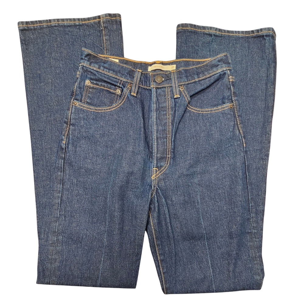 Levis Ribcage Bootcut Jeans Womens 27 Indigo Blue Retro 70s Style Western Boho